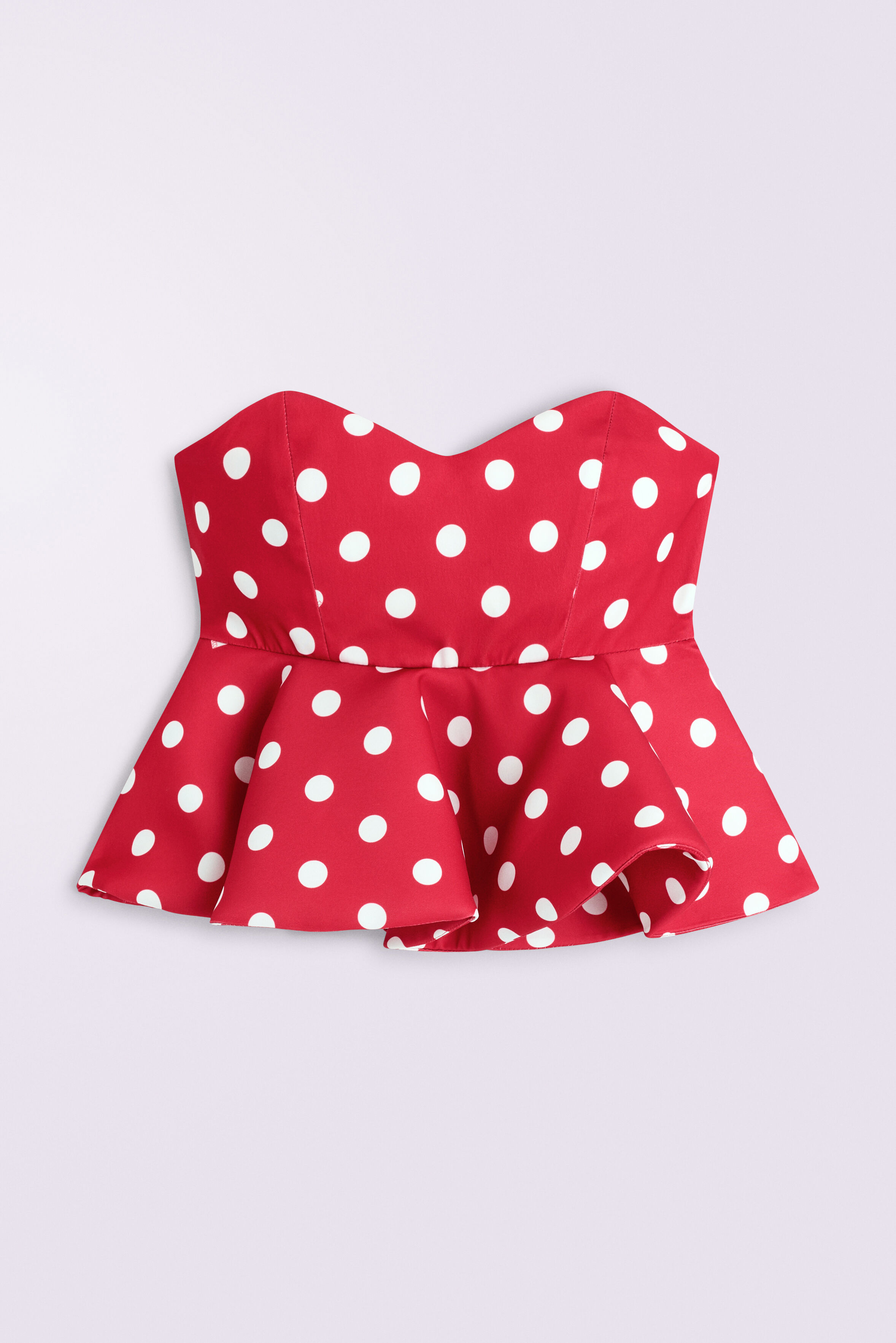 Polka Dot Peplum Crop Top Red